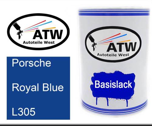 Porsche, Royal Blue, L305: 500ml Lackdose, von ATW Autoteile West.